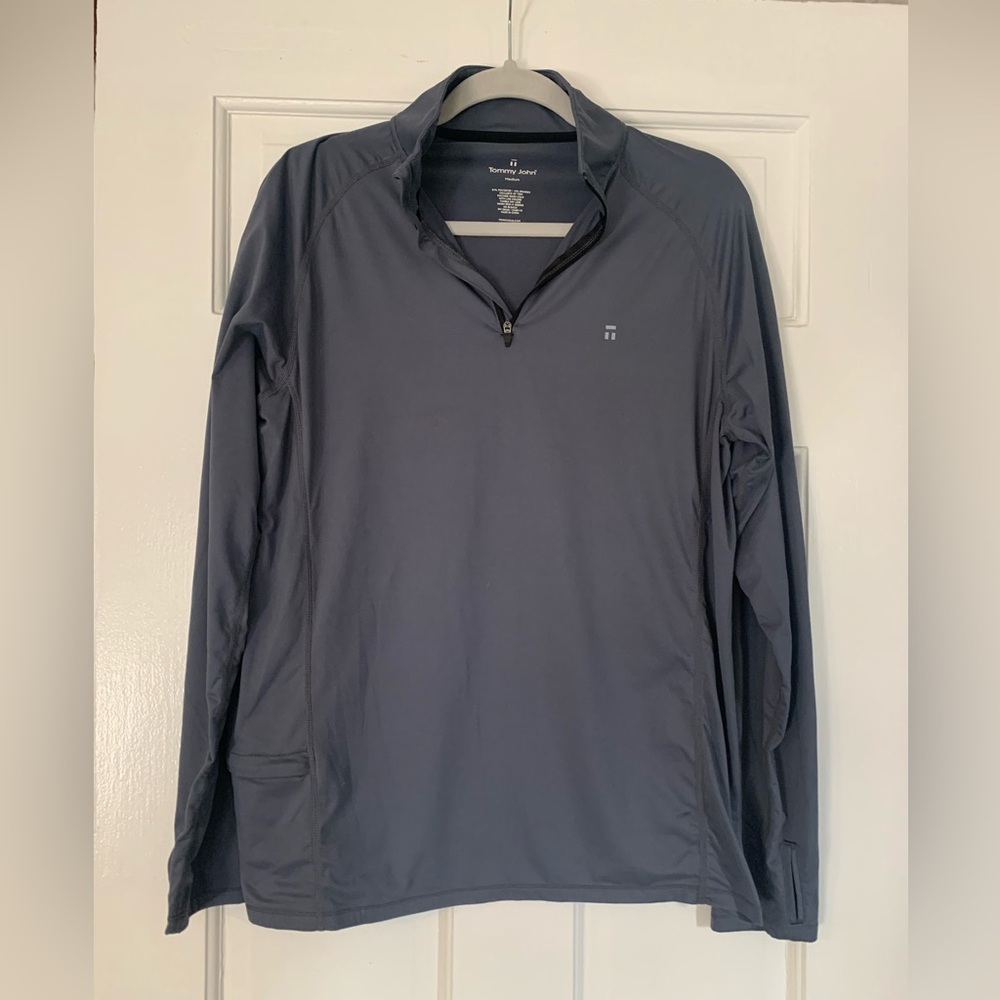Tommy John Men’s 1/4 Zip W/Pocket Performance Pullover Size Medium Grey Running